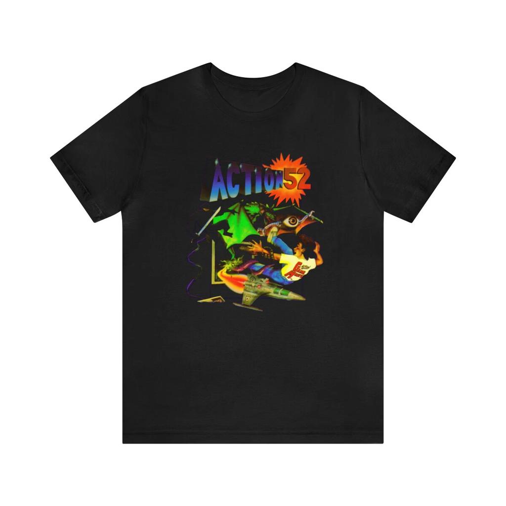 Action 52 NES Pixel Art Retro Style Unisex Short Sleeve Tee 100% Cotton T-shirt Mens Tees Top