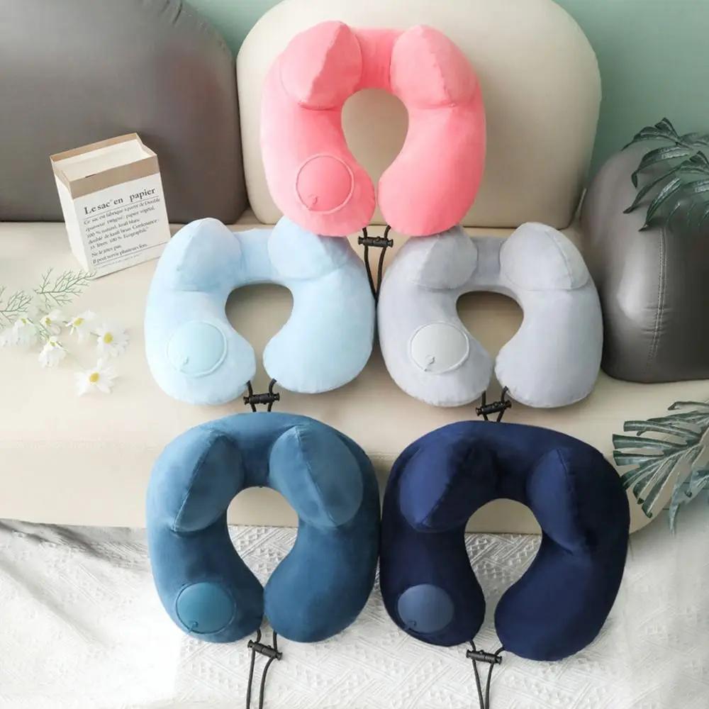 U-Shaped Comfortable Self-inflating Air Pillow Neck Support Inflatable Airplane Travel Neck Pillow Inflatable Sleeping Pillow