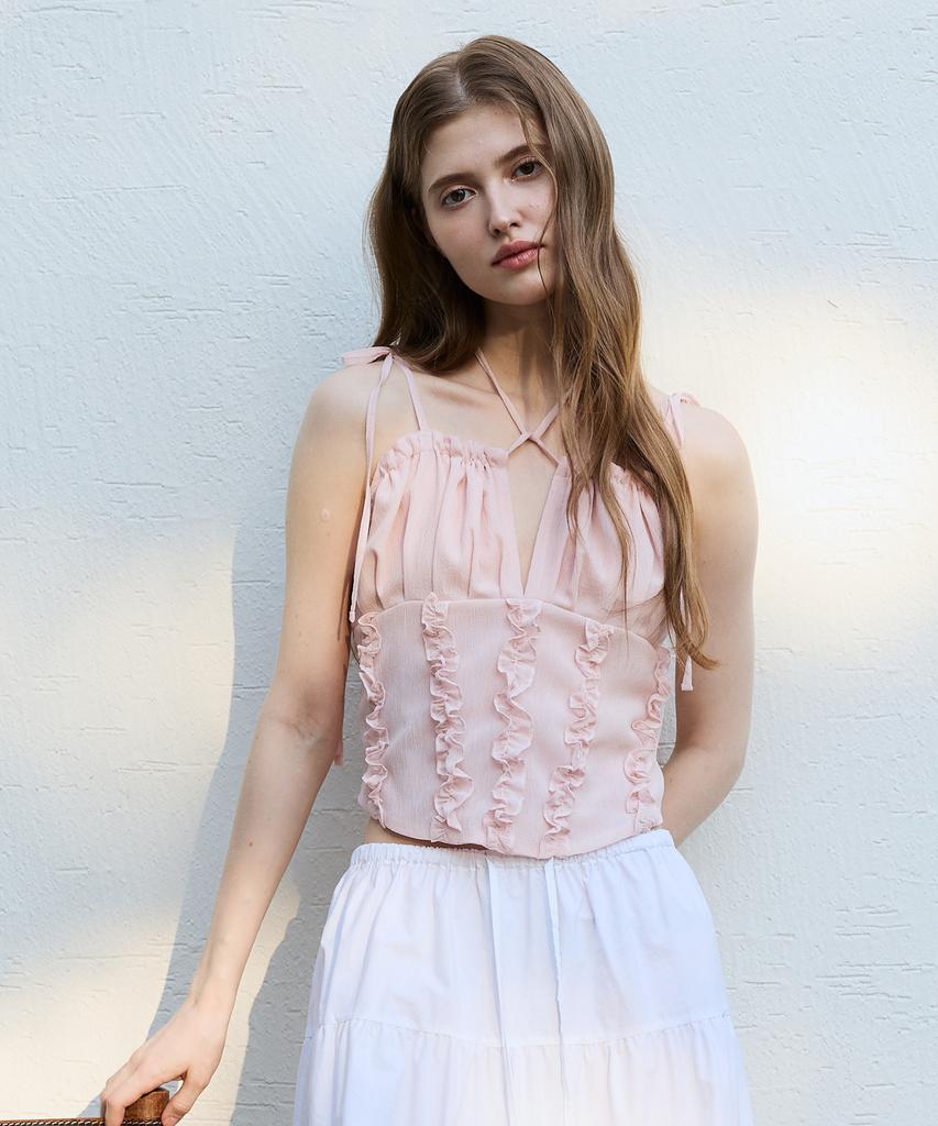 Alikim Reve Corset Smocked Top/Pink