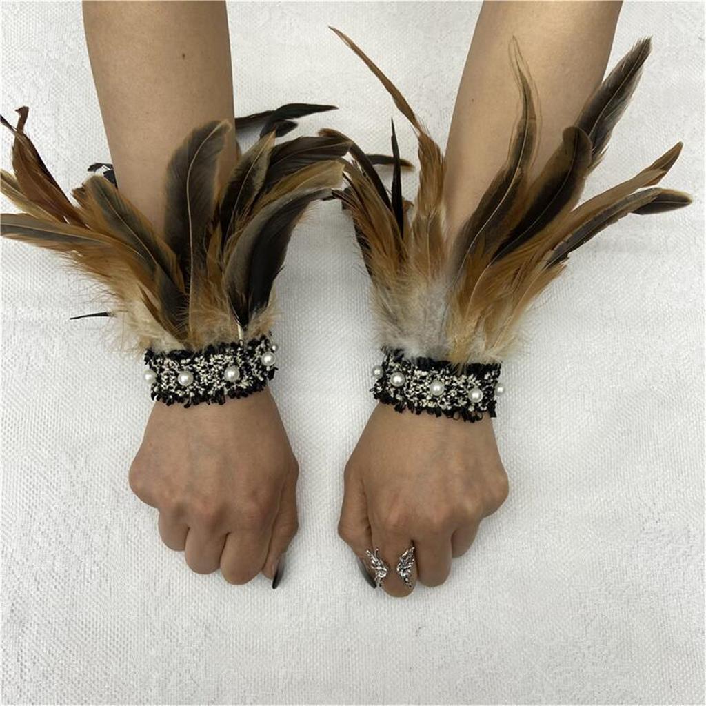 Goth Detachable Feather Wristband Comfortable Feather Wrist Cuffs Harajuku Woman Halloween Costume Shirt Bracelet