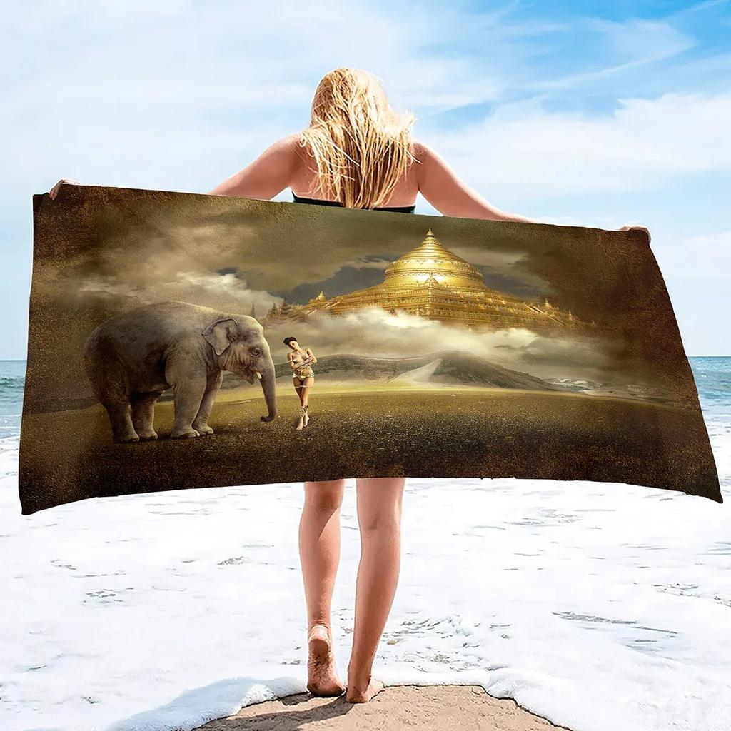 Microfiber Sand Free Beach Towel Quick Fast Dry Absorbent Oversized Lightweight Towels Blanket Swimming Bath Camping Elephant