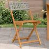 VidaXL Bistro Chairs Set of 2 Grey Solid Acacia Wood and Rattan, Outdoor Bistro Chair, Folding Chair, Chair 367676