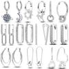 Silver Plated Hoop Earrings For Women Luxury Pave Link U Shape Fashion Jewelry Gift For Female Girl