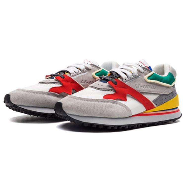 Li Ning Fashion Slip Resistant, Abrasion Resistant, Lightweight Low top Casual Shoes Men's White Gray AGCP313-1