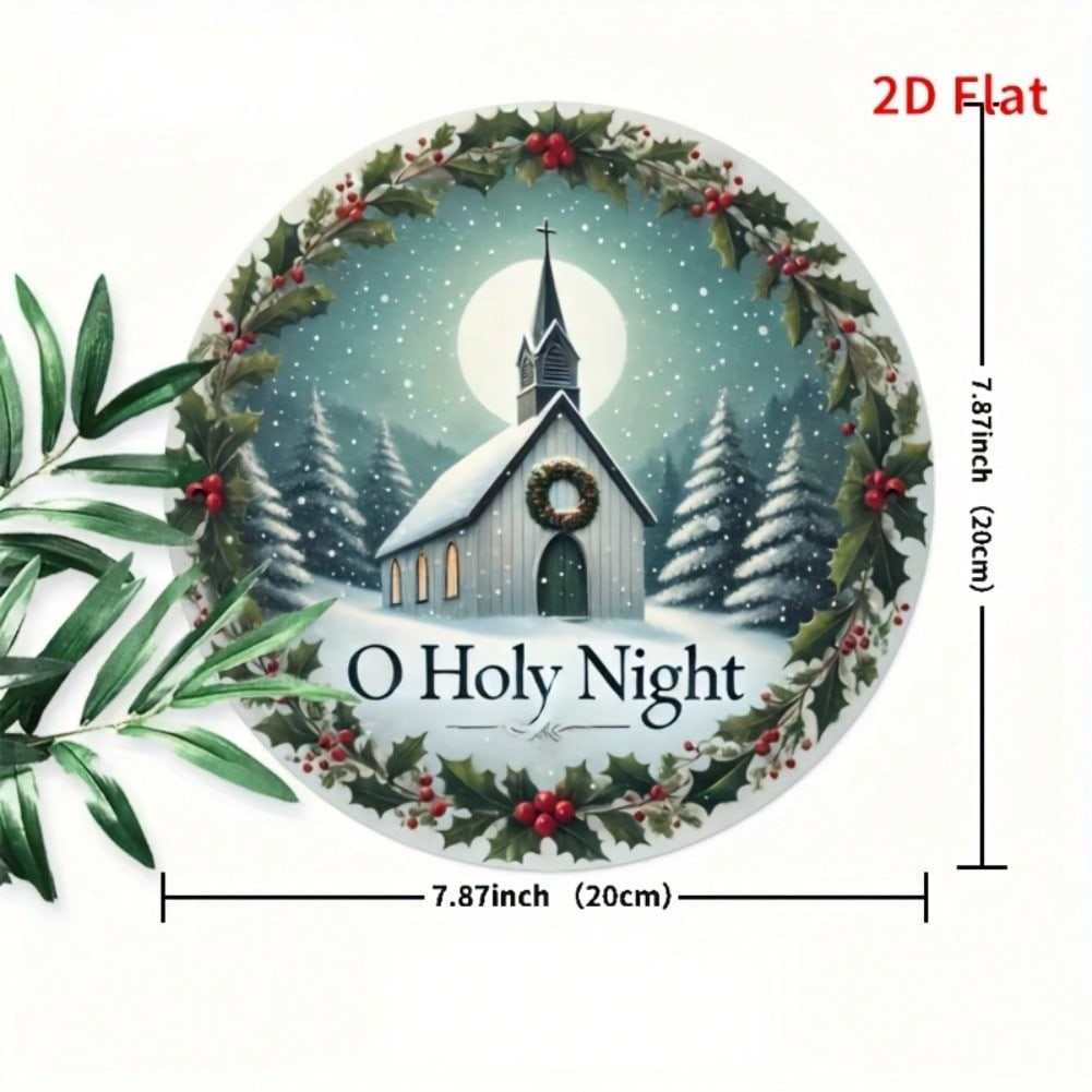 Vintage O Holy Night Christmas Iron Metal Sign Wall Decor Rustic Holiday Home Bar Cafe 20x20
