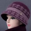 Winter new hat female old lady outdoor cold proof velvet warm big brim knitted wool hat