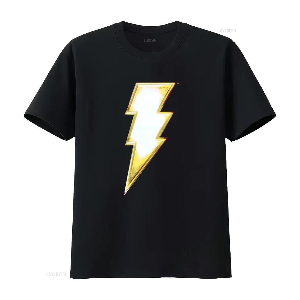 Shazam Unisexs T Shirt Classic Bolt Costume Front Logo Image Design For Fans Vintage Breathable Top For Everyday Wear