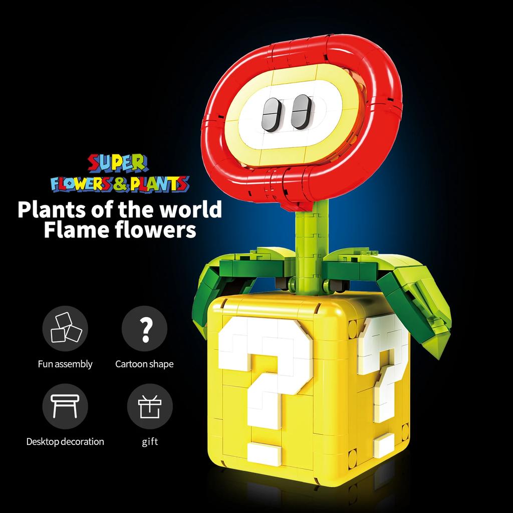Non-Toxic Flame Flower Moc Building Bricks Set Creative Technical Stem Toys Advanced Assembly Model Diy Challenge Gift For Adults Kids