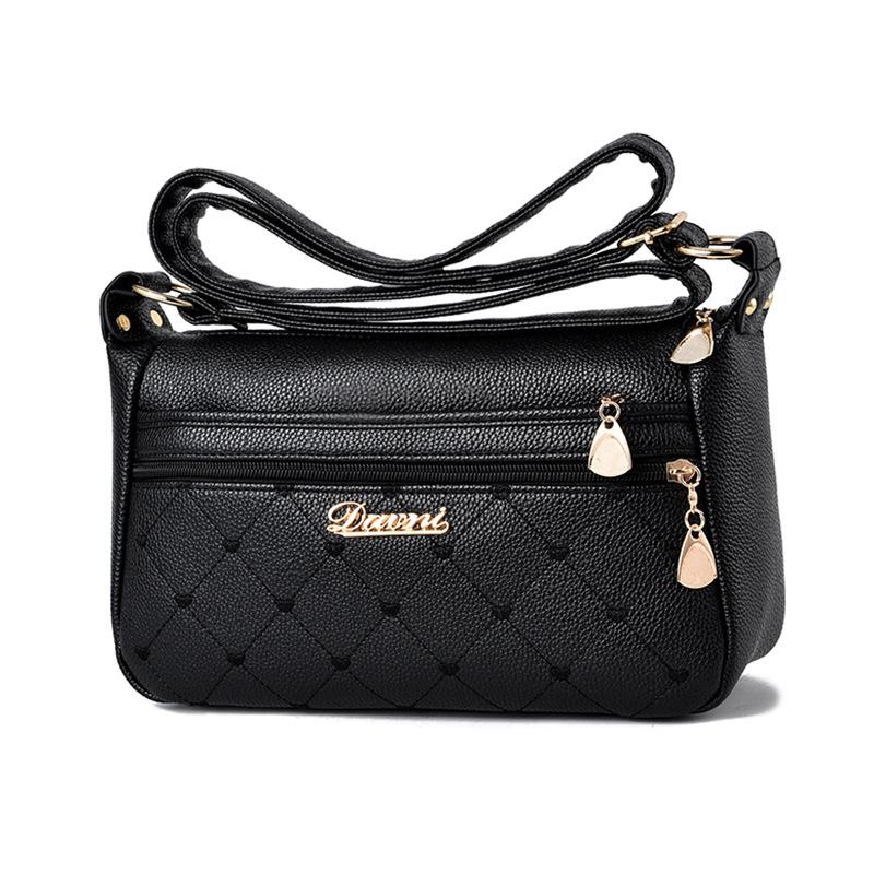 

Новая женская сумка из мягкой кожи, сумка через плечо, сумка-мессенджер, женская модная универсальная горячо продаваемая модель 2025 28*9*17 чёрный