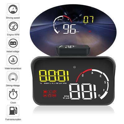 Universal Car HUD Display Intelligent Alarm System Multifunction M10 A100 Windshield Projector OBD2 Overspeed Warning