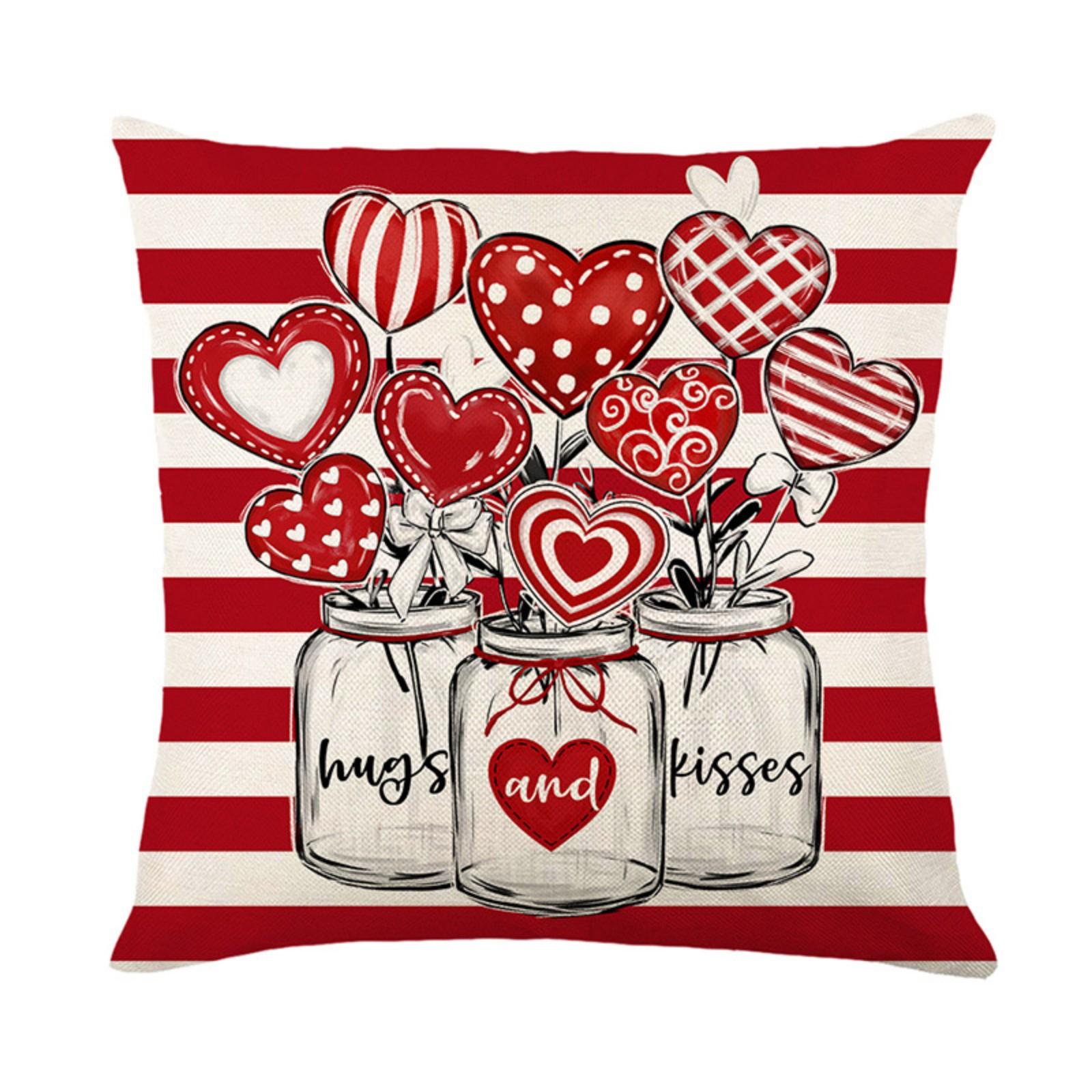 

Наволочка ко Дню святого Валентина Льняной принт Диванная декоративная подушка Чехол One Size
