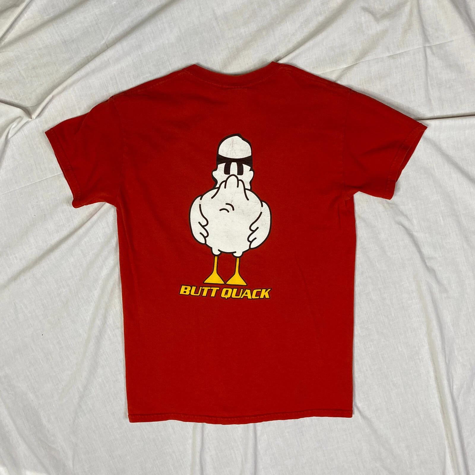 711 Dirty Duck Butt Quack t-shirt size Small red back graphic short sleeve S