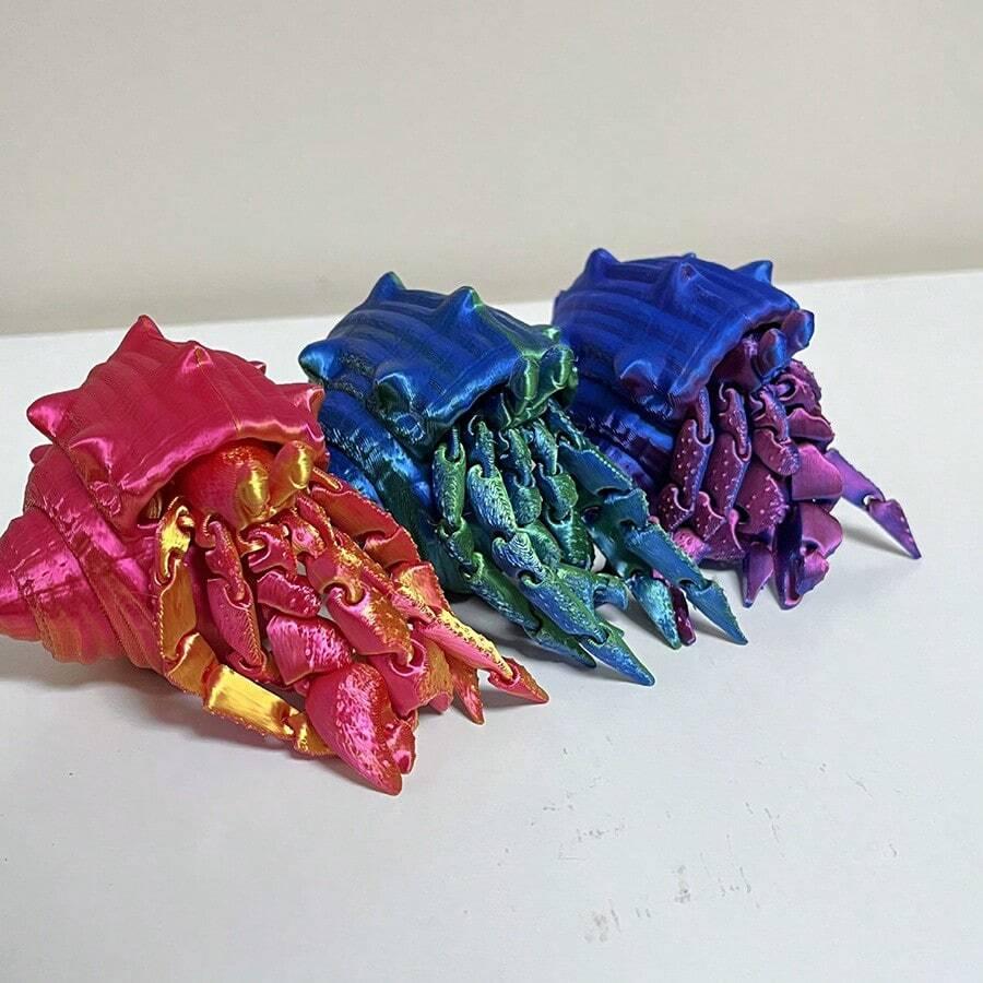 

3D Printed Hermit Crab Multi-Articular Movable Model Home Decor Creative Ornaments Gift Crafts Ornaments3d Printed,Crab червоний