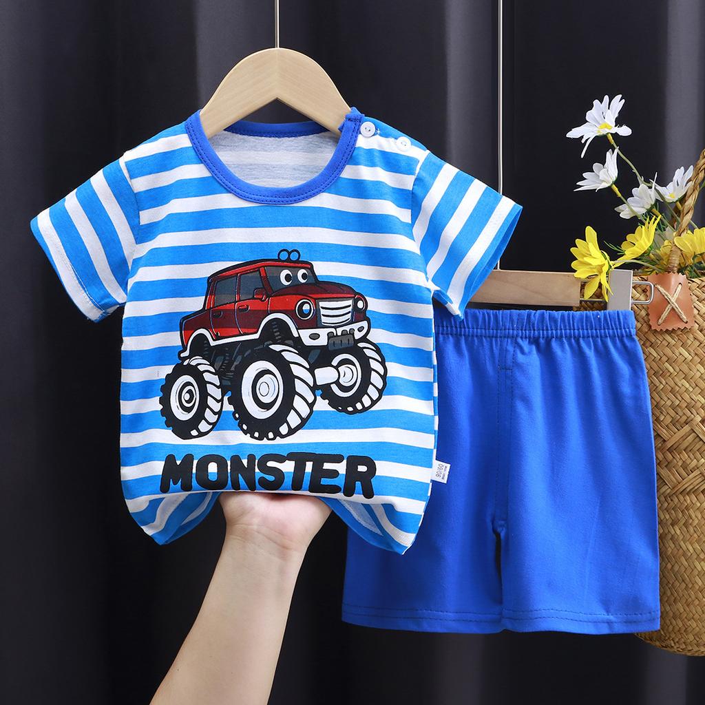 Children's Cotton T-shirt Set - Summer Boys' Casual Short-sleeved Shorts 2-piece Set