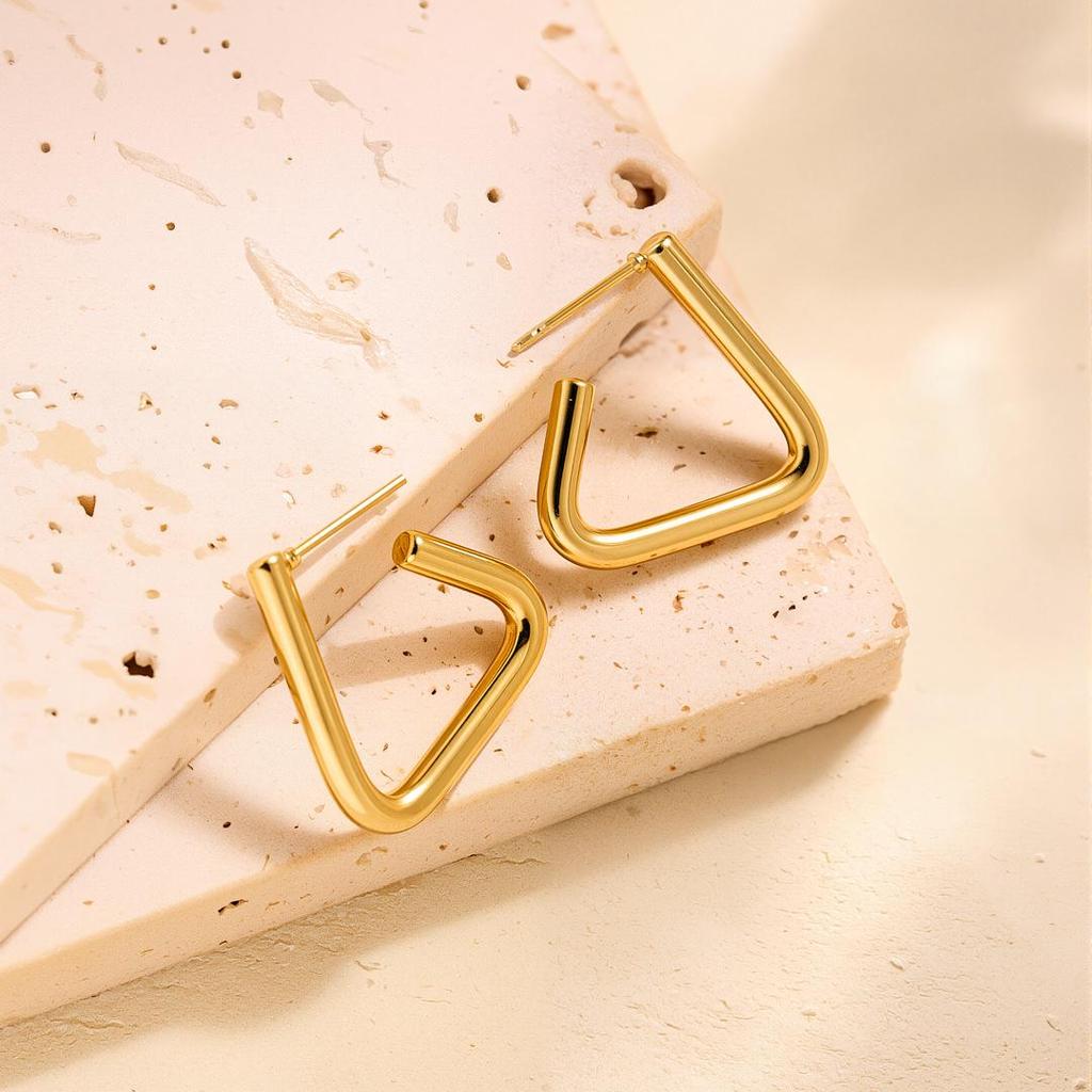 Geometric Irregular 18k Gold Titanium Steel Earrings for Women