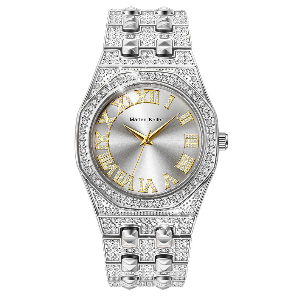Luxury Full Diamond Men Watches Fashion Stainless Steel Strap Male Quartz Wristwatches