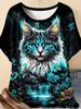 Summer Women 3D Printed Cat T-Shirt Cute Graphics Short Sleeves Tops Casual Fashion Tees O-Neck T-Shirts Oversize Woman Clothes
