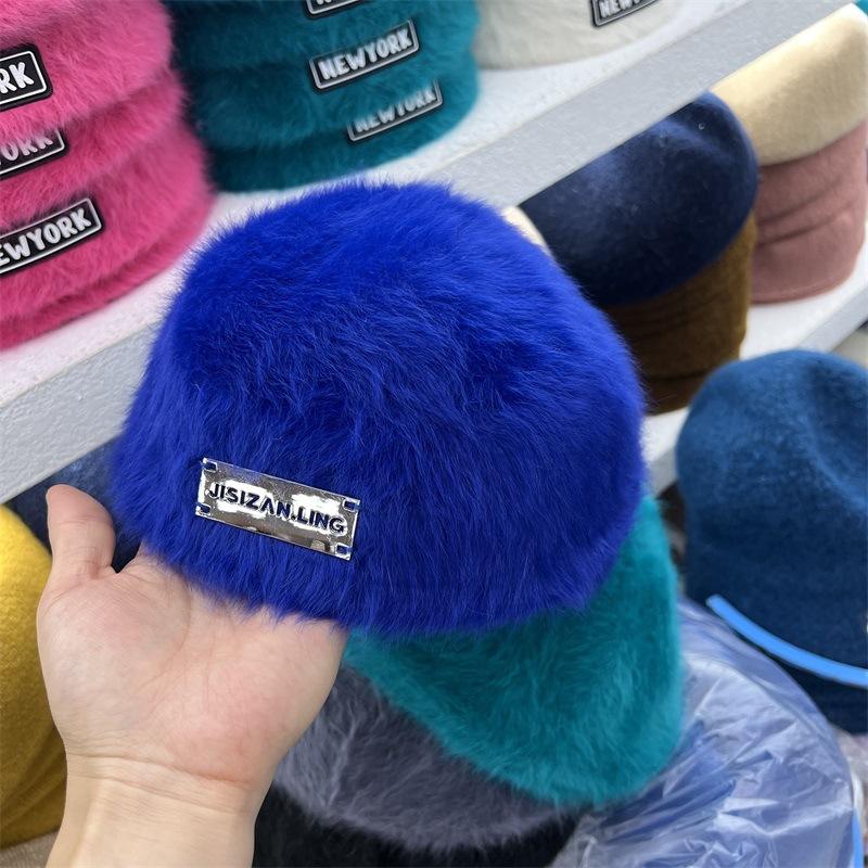 Fashion book rabbit fur forward hat women winter versatile retro reverse cap