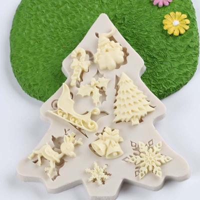 Noel Dekorasyon silikon kalıp Noel Baba Ağacı Şekli Kek Fondan Kalıp Çerez Bisküvi Festivali Pişirme Aracı Aksesuarları