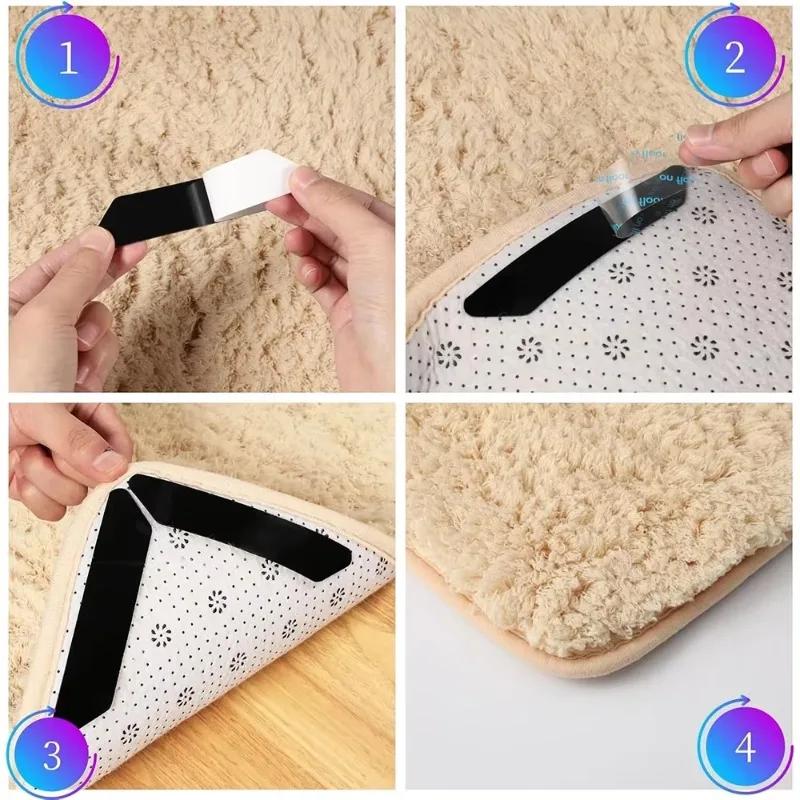 Wholesale Carpet Non-slip Stickers Reusable Washable Anti Curling Carpet Patches Fixed Sticker Floor Rug Mat Grip Stoppers Tapes