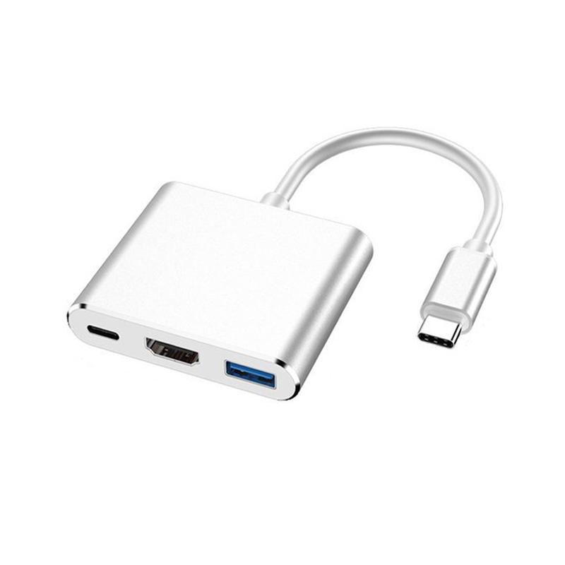 Type-c HUB USB C To HDMI-Compatible Splitter USB-C 3 IN 1 4K HDMI USB 3.0 PD Fast Charging Smart Adapter For MacBook Dell