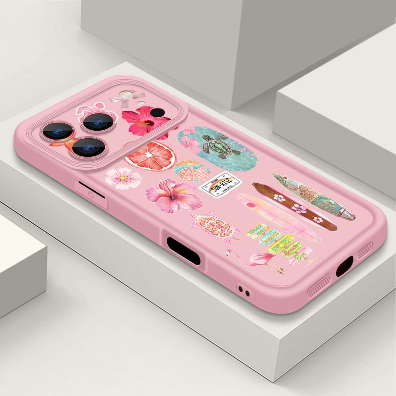 Flower Turtle Print Soft TPU Phone Case For iPhone Air 16e 17 16 15 14 Pro Max 13 12 Pro 15 16 14 Plus Shockproof Silicone Cover