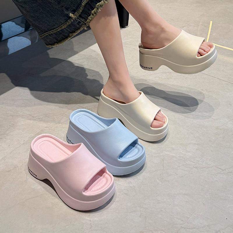 Elegant Platform Wedge Heel Sandals Women Summer Soft Lightweight EVA Beach Slippers Woman's Thick Bottom Slippers