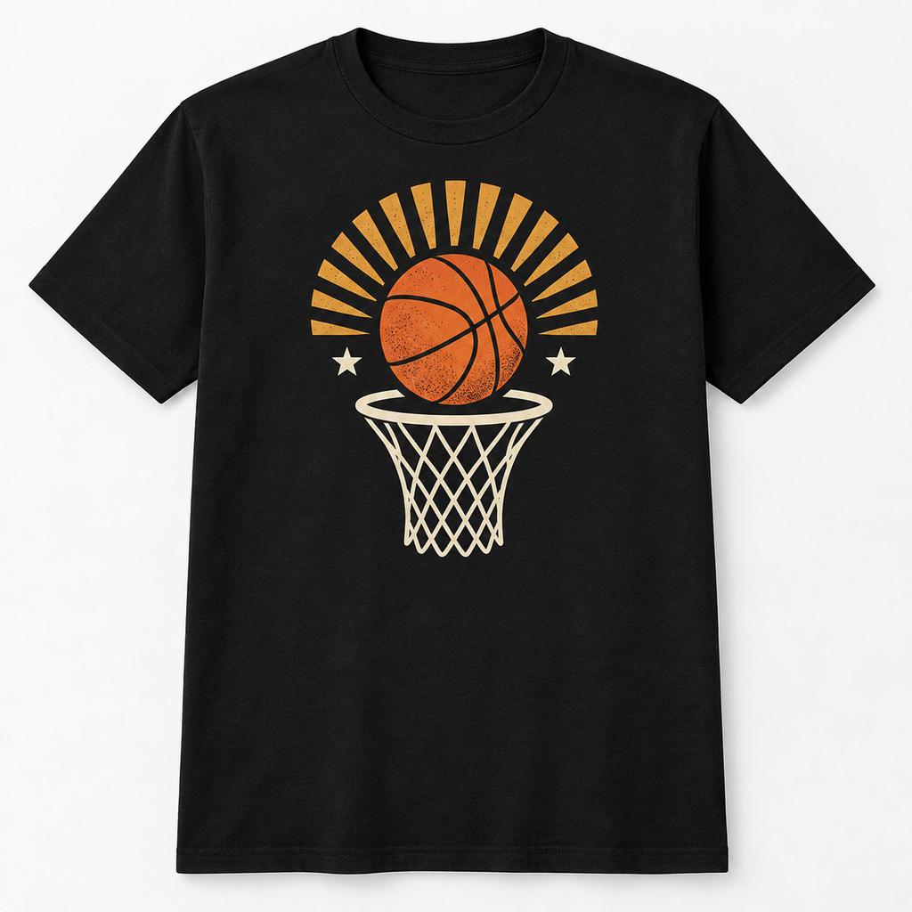 Retro Basketball Hoop Graphic T-Shirt Unisex Sports Fan Tee