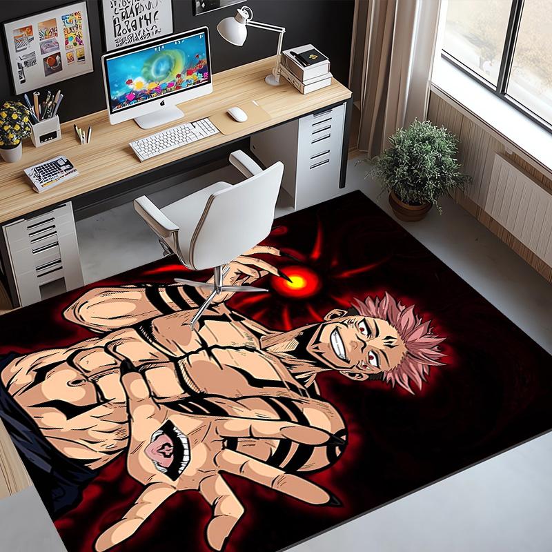 Jujutsu Kaisen Pattern Rug, Indoor/Outdoor Mat, for Picnic, Gameroom, Bedroom, Office, Living Room, Home Decor Carpet, Birthday Gift