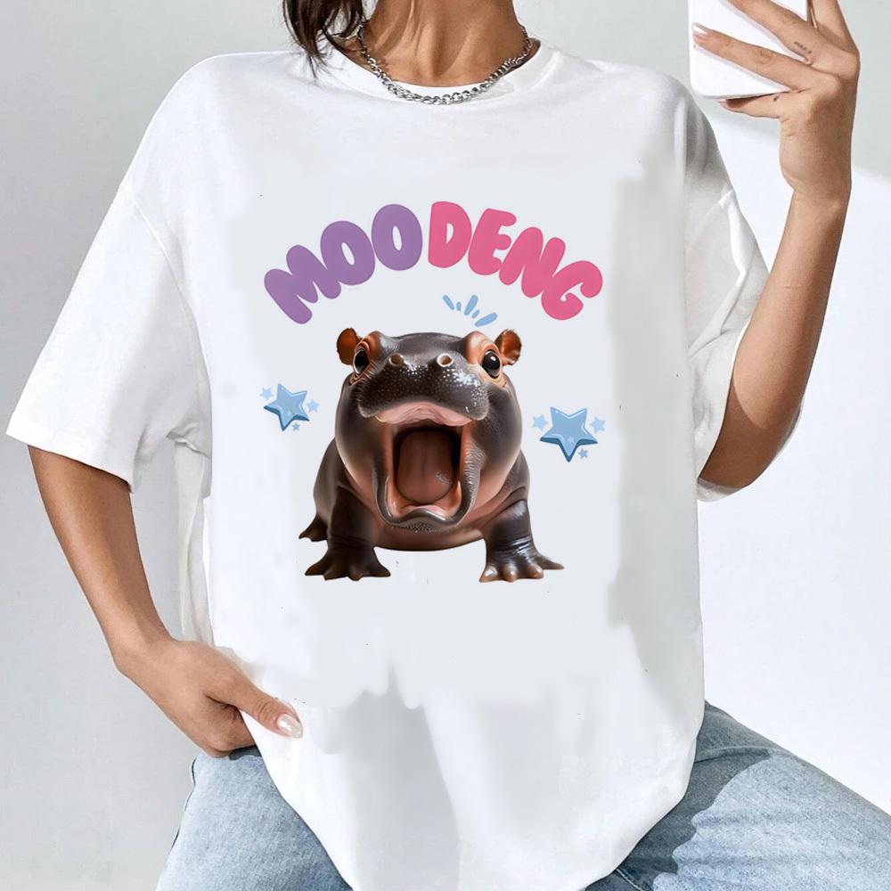 Moo Deng tshirt Women Gothic Trendy Pop Culture aesthetic Punk Women shirt Colorful graphic Pop Culture 2000s Grunge S