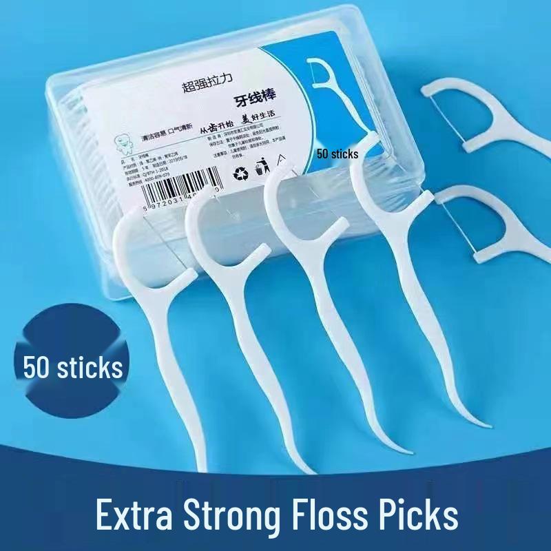 Ultra-Fine Boxed Polymer Floss & Toothpick Sticks with Storage Bag