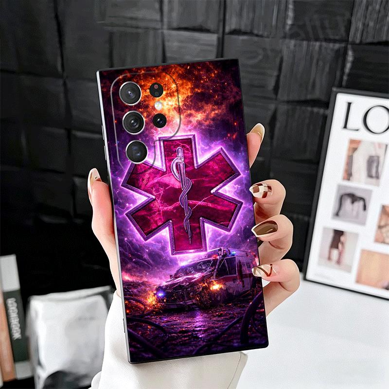 EMT EMS Ambulance Soft Phone Case for Samsung Galaxy S26 S25 Edge S24 Ultra S23 Plus S22 S21 FE S20 Black Cover Back Shell