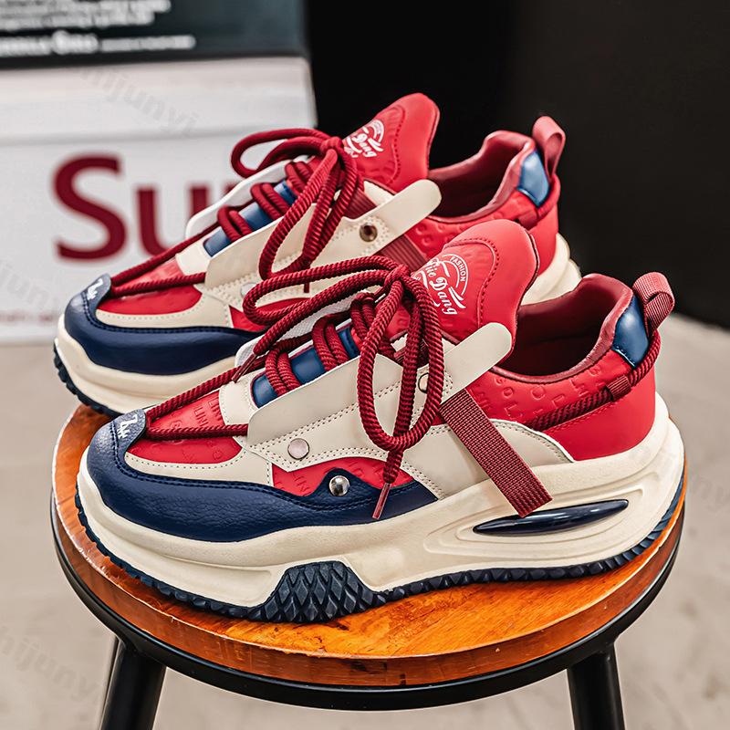 Mens Casual Sneakers Shoes 2025 Spring Thick Sole Fashion Comfortable Mixed Colour Anti Slip Board Footwear Zapatillas De Hombre