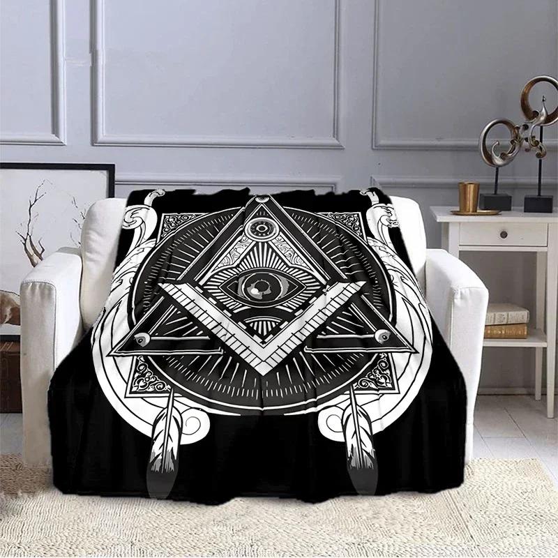 Fashion Masonic Portable Sofa Throw Blanket Freemason Flannel Warm Four Seasons Camping Blanket Freemasonry Multi Size Blankets