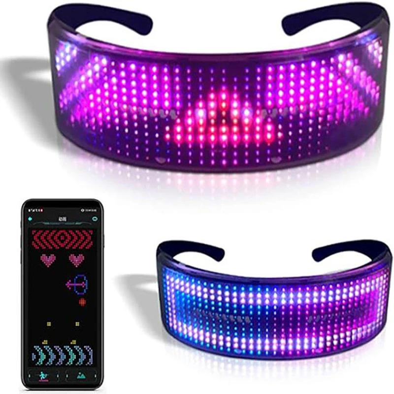 LED Glasses Bluetooth Application Programmable Display Screen RGB Light, Suitable for Gatherings, Parties, Christmas Holidays