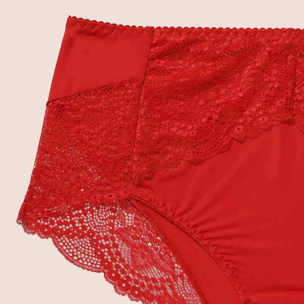 Plus Size Red Lace Bra and Panty Set, Adjustable Hook Closure Sexy Lingerie for Women