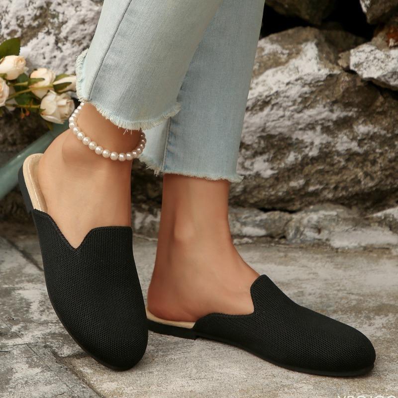 

Fashion Fashionable versatile flat knitted sandals for autumn new women s casual flat shoes lightweight non slip casual shoes 36 чёрный