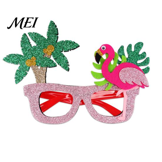 Fun Summer Vacation Eyeglasses Hawaiian Tropical Party Glasses, Glitter Felt Beach Pool Eyeglasses, Creative Event Props Ocean Luau Style Eyewear for