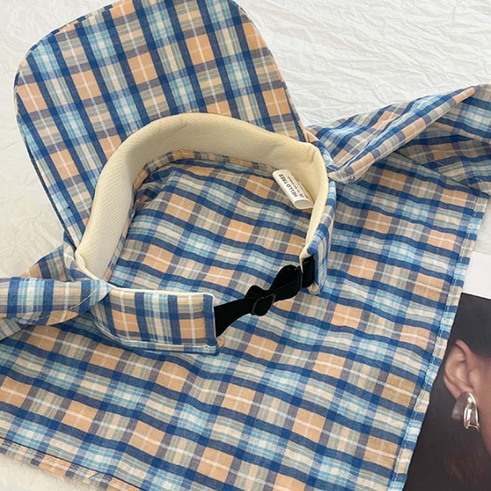 Driving Korean Style Headscarf Baseball Hat Plaid Breathable Triangle Headscarf Hat Sunshade Cotton Strappy Bandana Cap Women