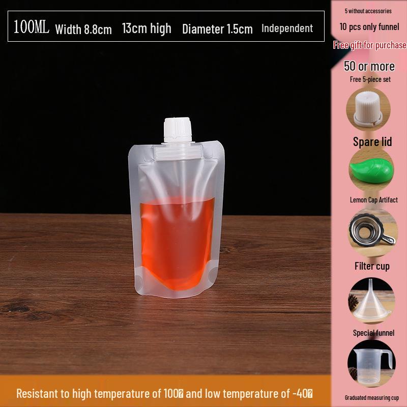 Soy Milk Stand-Up Spout Bag - Reusable, Transparent, Liquid-Safe, Large Diameter Packaging for Soups & Beverages