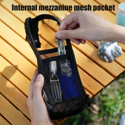 Outdoor Cutlery Storage Bag with Mesh Pocket Waterproof Portable Travel Camping Picnic Chopstick