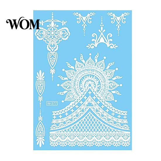 Eco-friendly Tattoo Sticker White Lace for Women, Temporary Face Body Skin-friendly Arm, Waterproof Fake Decal Wedding Party Festival Safe Tattoos