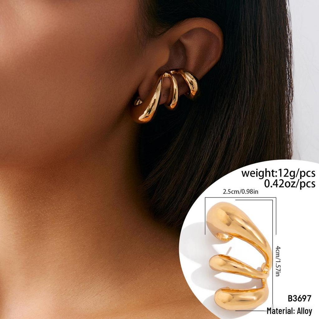 Retro Comma Teardrop Punk Dangle Ear Clip Earring - Minimalist European & American Design