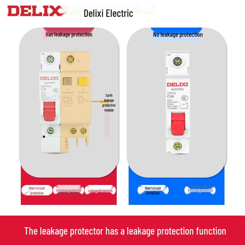 Delixi DZ47 Miniature Circuit Breaker: 1P/2P/3P/4P, 220V Single-Phase To 380V Three-Phase Air Switch for Household Use.