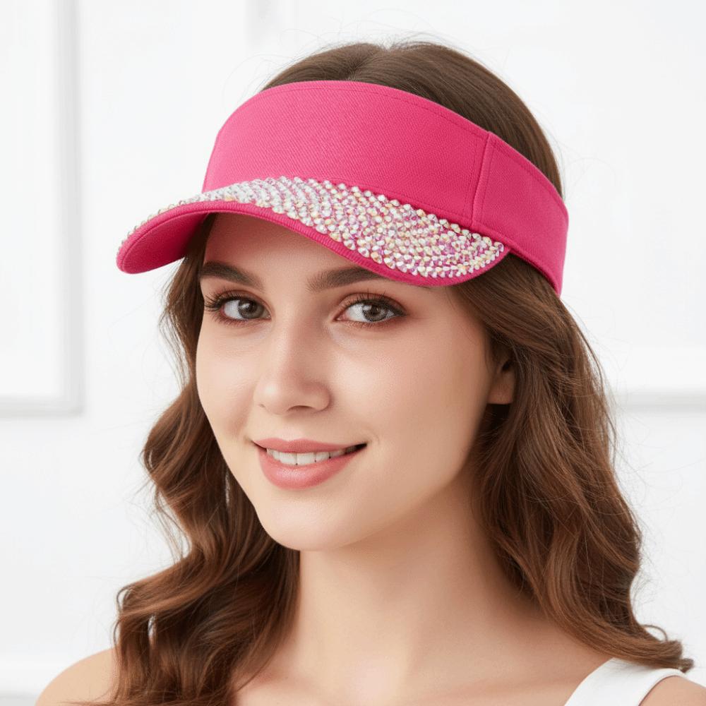 Candy Colored Sunshade Cap Breathable Diamond Encrusted Hat Fashionable Sun Hat Beach
