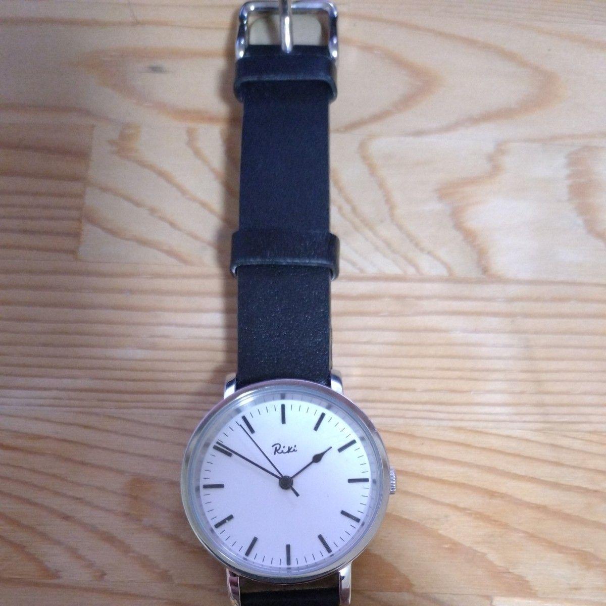 Used Riki Watanabe Riki Watanabe Watch Analog Quartz White Dial Black Leather Belt