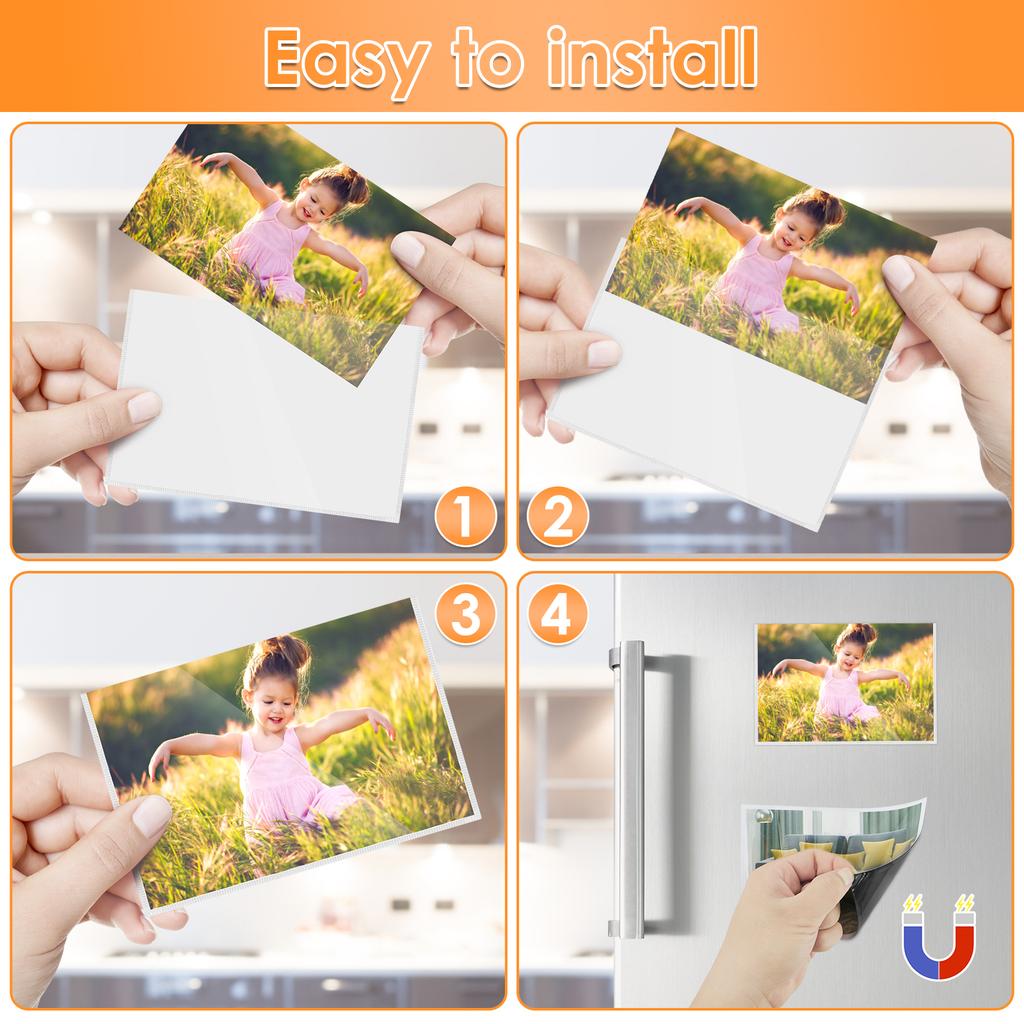 Magnetic Picture Frames Magnet Photo Frame Pockets Postcard Holder Decorations for Refrigerator,Fridge,Locker,Office Cabinet
