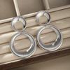 Striped double exhaust ring earrings European and American fashion versatile exaggerated nightclub stage Internet celebrity style earrings earrings