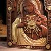 Vintage Religious Church Virgin Mary Sacred Heart Wood Sculpture, Catholic Saint Image Home Decoration