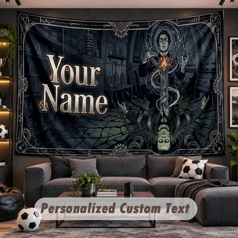 Frankenstein's Monster Personalized Tapestry Support Custom Name, Wall Art Home Decoration